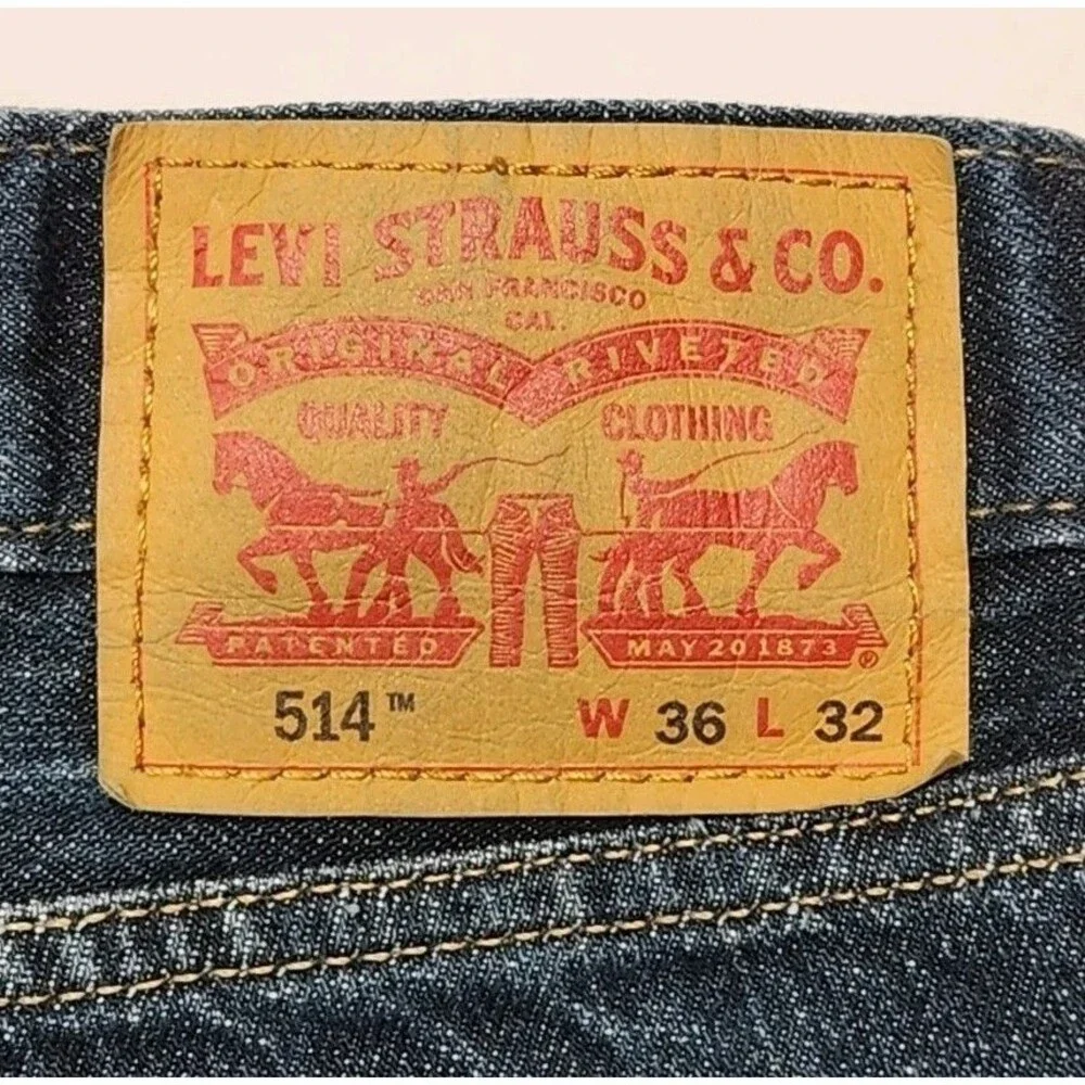 Levi's 514 Jeans Blue Straight Fit Men Size 36 x 32 Dark Wash Cotton